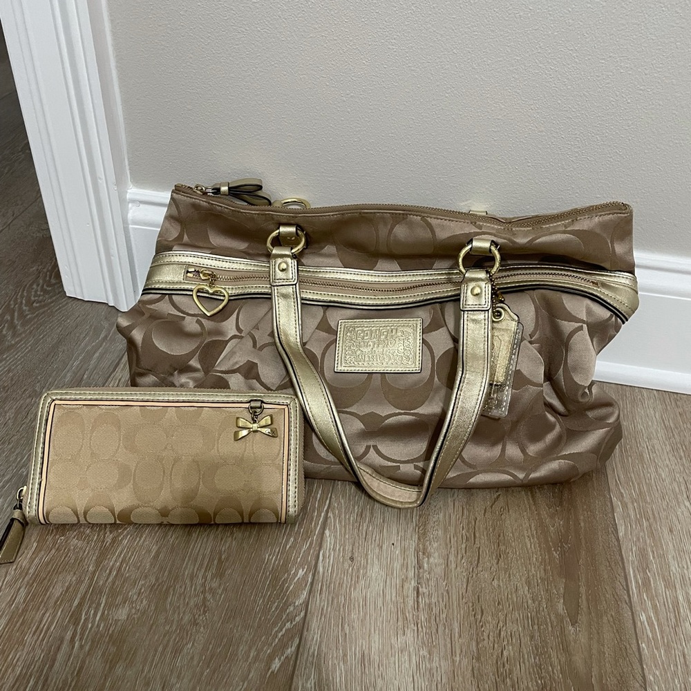 Gold Coach purse and wallet. Sold as a set